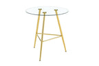 36 Inch Height Bar Table, 34 Inch Round Tempered Glass Top Pub Table with Chrome-Plated Golden Metal Legs, Modern Bistro Table for Kitchen Island/Bar/Cafe - Grand Goldman Shop
