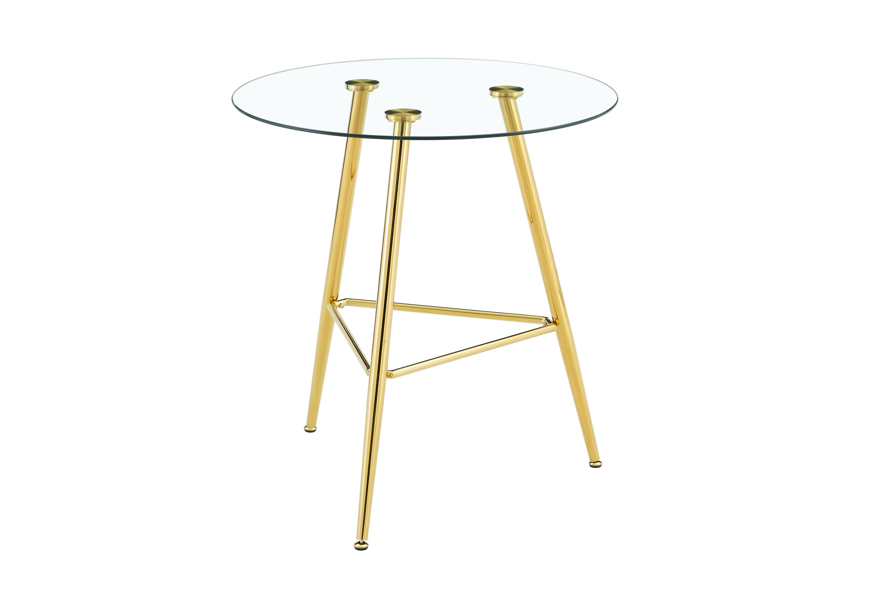 36 Inch Height Bar Table, 34 Inch Round Tempered Glass Top Pub Table with Chrome-Plated Golden Metal Legs, Modern Bistro Table for Kitchen Island/Bar/Cafe - Grand Goldman Shop