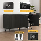 Sideboard Buffet Cabinet with Storage, Long Sideboard Storage Cabinet with 4 Doors, Wood Credenza Console Coffee Bar Cabinets with Adjustable Shelves for Living Room Kitchen Dining Room Black - Grand Goldman Shop