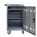 Mobile Charging Cart for Tablets Laptops 35-Device Capacity Matt Silver Metal - Grand Goldman