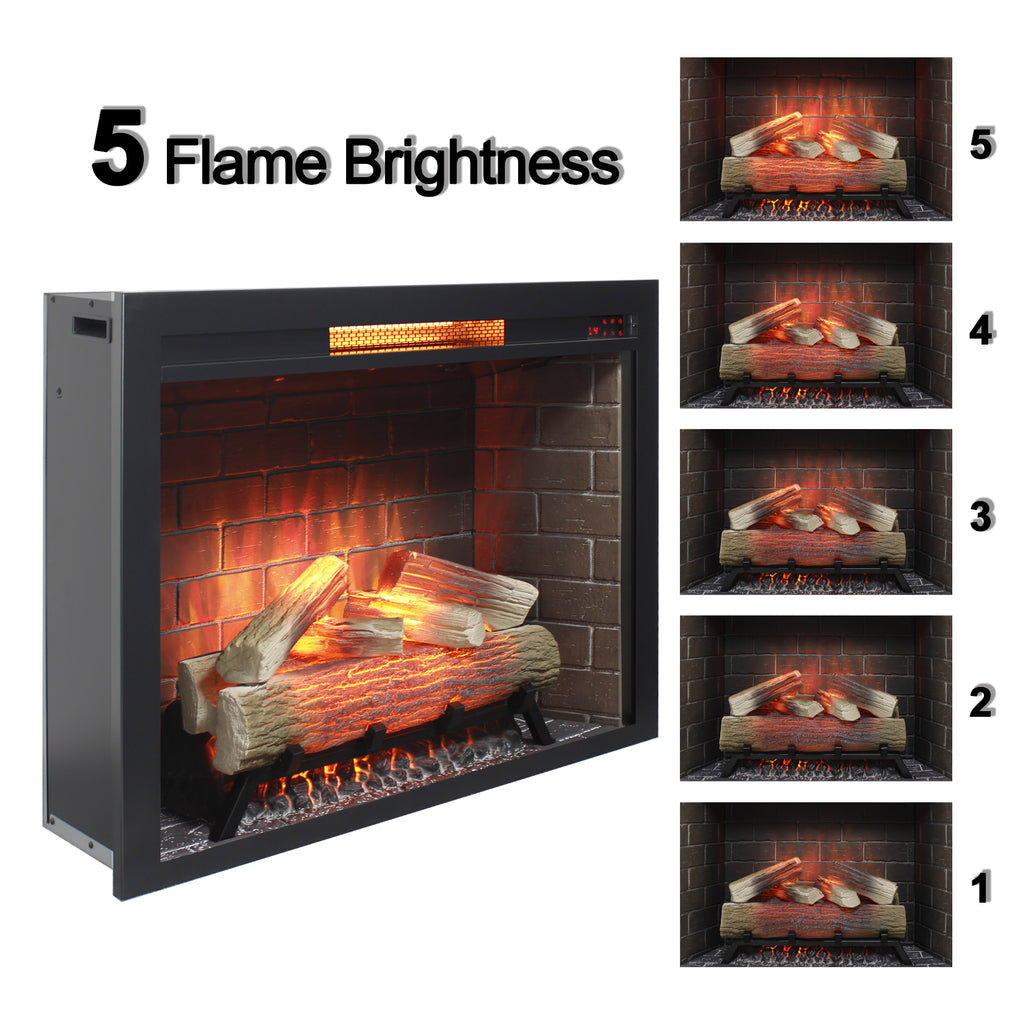 33 inch Infrared Electric Fireplace Insert, Touch Panel Home Decor Heater,Smokeless Firebox .With fixed Trim Kit .With Crackling Sound - Grand Goldman Shop