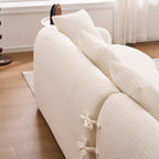 Boneless L-Shape Sectional Sofa with Curved Chaise,White Modular Chenille Compression Couch,30D High-Density Foam,Minimalist Modular Couches Sleeper for Living Room Bedroom Apartment Lounge. - Grand Goldman Shop