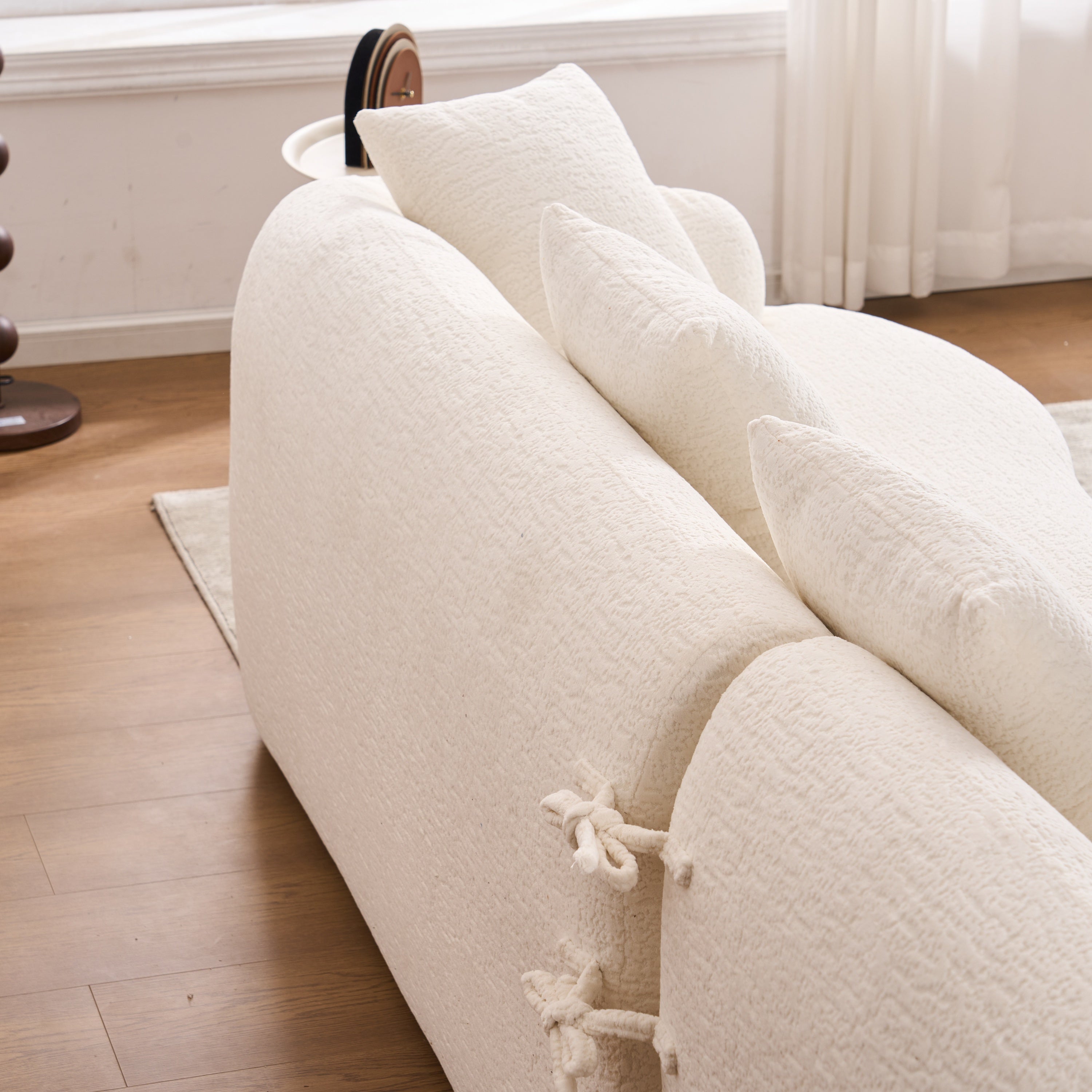 Boneless L-Shape Sectional Sofa with Curved Chaise,White Modular Chenille Compression Couch,30D High-Density Foam,Minimalist Modular Couches Sleeper for Living Room Bedroom Apartment Lounge. - Grand Goldman Shop