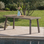 Acacia Wood Dining Table with Slat Design, Grey Finish / Rustic Metal - Grand Goldman Shop