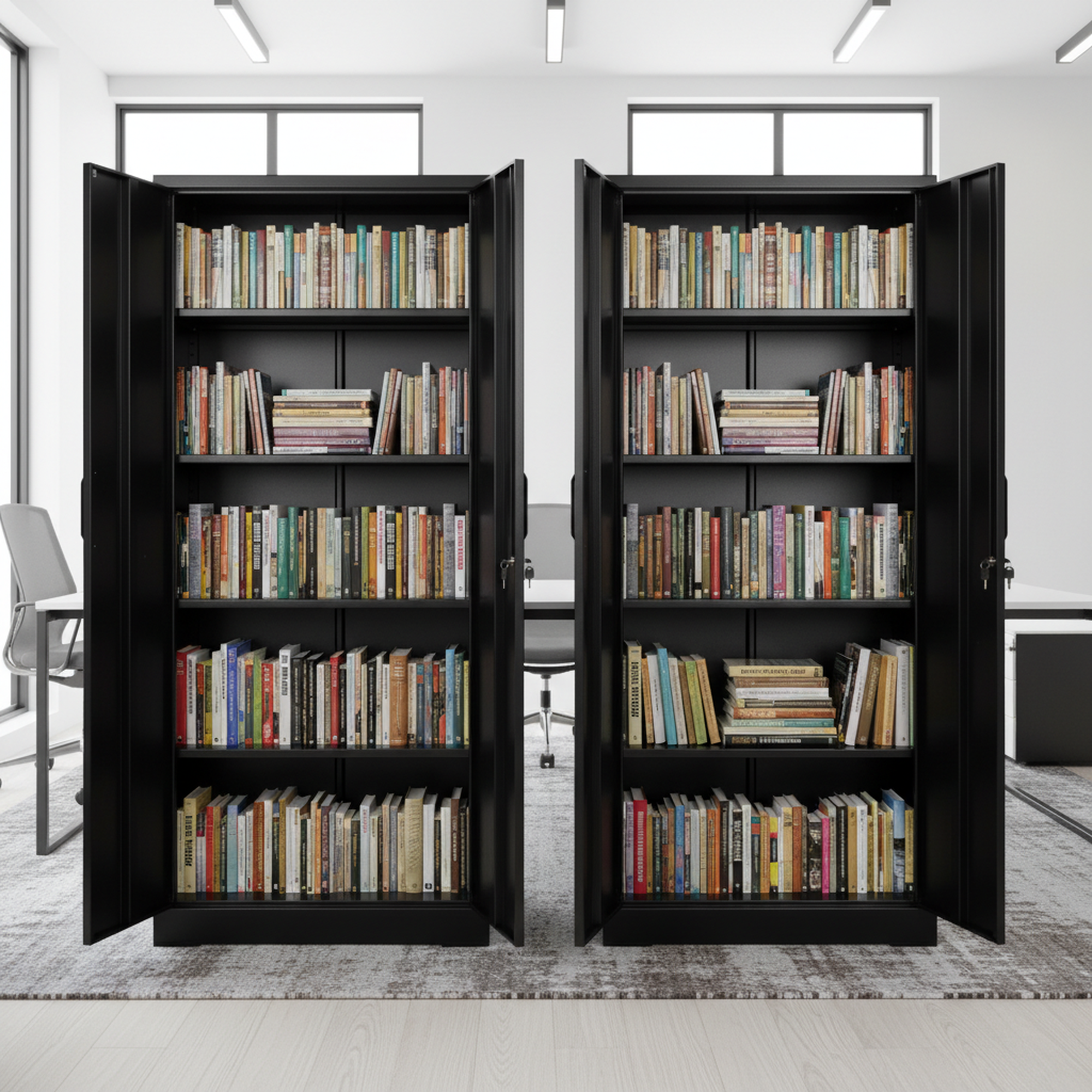 Ironclad 71' Black Metal Storage Cabinet with Locking Doors and 4 Adjustable Shelves, Heavy-Duty Steel Cabinet for Garage, La