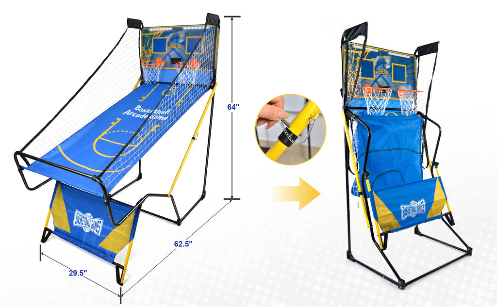 Dual Shot Foldable Basketball Arcade Game, LED Digital Scoreboard, 4 Balls & Pump, Indoor Family Entertainment Game - Grand G