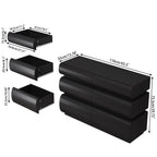 Minimalist Modern 6 Drawer Dresser in Black, Handle-Free Design with Wide Storage, MDF Construction, 43.31 x 15.75 x 29.53 inches - Grand Goldman Shop