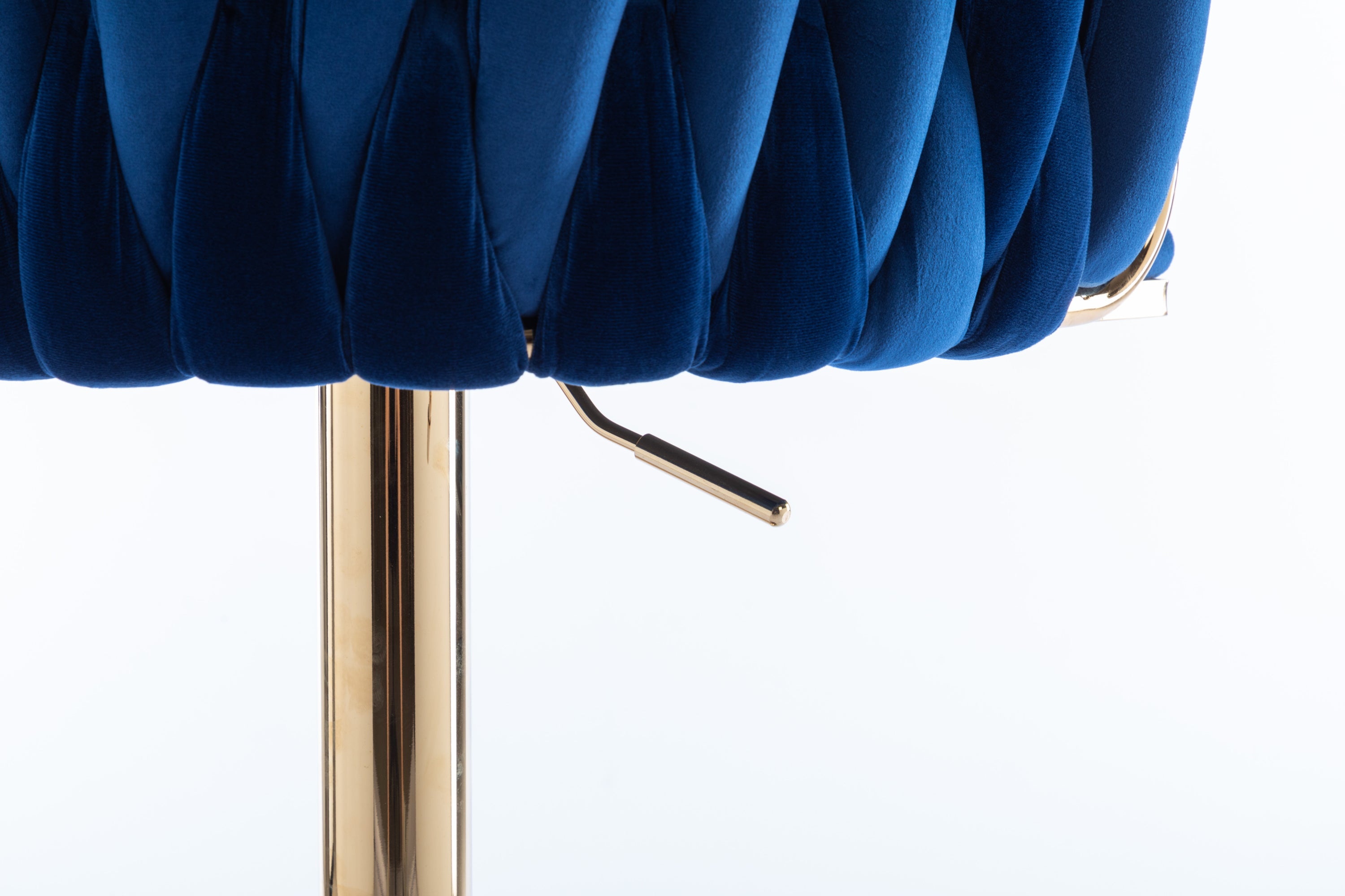 Set of 2  Bar Stools,with Chrome Footrest and Base Swivel Height Adjustable Mechanical Lifting Velvet + Golden Leg Simple Bar Stool-Navy - Grand Goldman Shop
