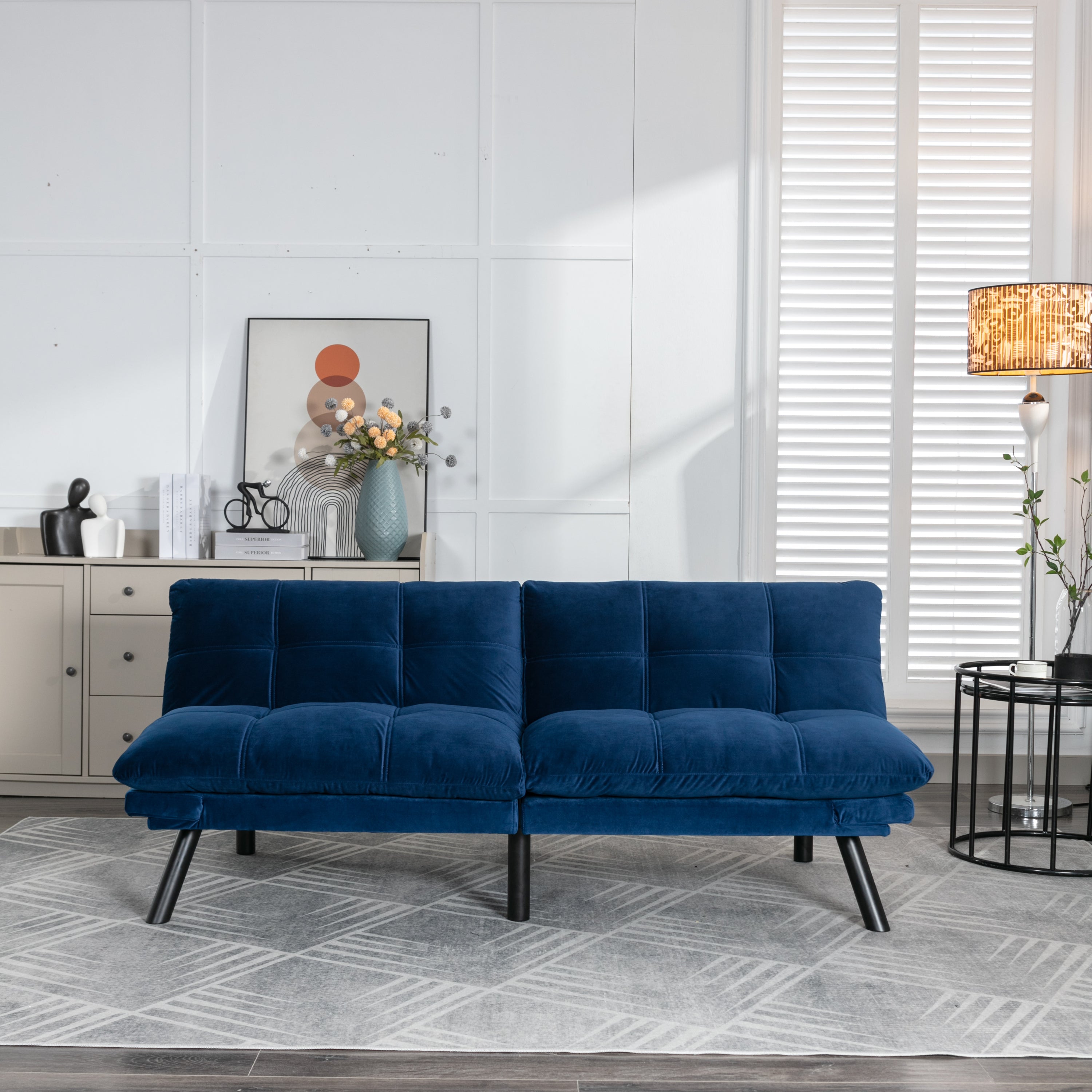 Navy Blue Convertible Folding Modern sofa Bed - Grand Goldman Shop