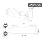65.35'Wide Upholstered Flip-top Storage Accent Bed Bench, Corduroy Footrest Ottoman with Armrests&Backrest&2 Bolster Pillows Wood Legs for Living Room, End of Bed, Hallway, Entryway Bedroom. Charcoal - Grand Goldman Shop