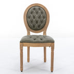 French Style Solid Wood Frame Antique Painting,Hand-pulled buckle decoration PU artificial leather Dining Chair with Nailhead Trim ,Wood Legs,Set of 2,White Pine Green,SW1839WP - Grand Goldman Shop