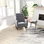 Premium Demetrius Light Grey Fabric Solid Wood Rocking Chair for Living Room and Nursery 36.6'H x 27.5'W x 39'D or Living Room Bedroom Reading - Grand Goldman Shop