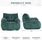 010-Soft Fluffy Corduroy Fabric Bean Bag Chair Filled With Memory Sponge,Green - Grand Goldman Shop