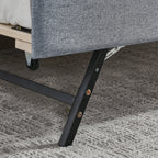 Linen Grey Mid-Century Style Twin Size Upholstered Daybed with Trundle and USB Charging Armrest - Grand Goldman Shop