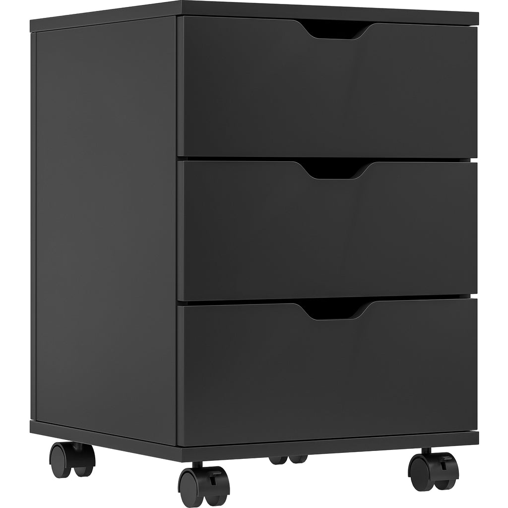 3-Drawer Vertical Filing Cabinet Rolling Wood Mobile File Cabinets Under Desk for Home Office with Casters (Fully Assembled) 