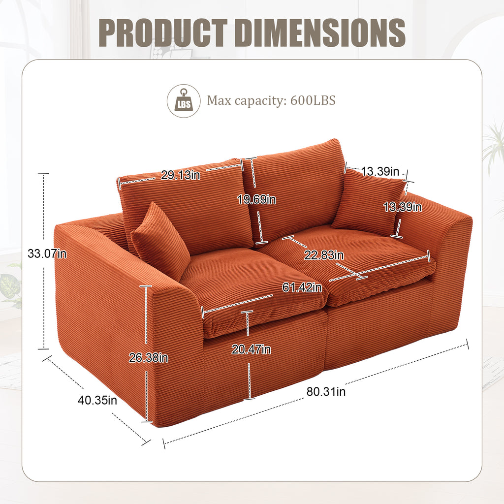 UNITED WE WIN Modular Sectional Sofa Cloud Couch,Comfy Cloud Modern Sofa,2 Seater with Cushion Covers Removable Furniture for Living Room Bedroom Apartments Dorms,No Assembly Required - Grand Goldman Shop