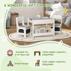 Qaba 3 Piece Kids Table and Chair Set, 2 in 1 Toddler Table and Chair Set with Reversible Tabletop Blackboard, Storage & Book