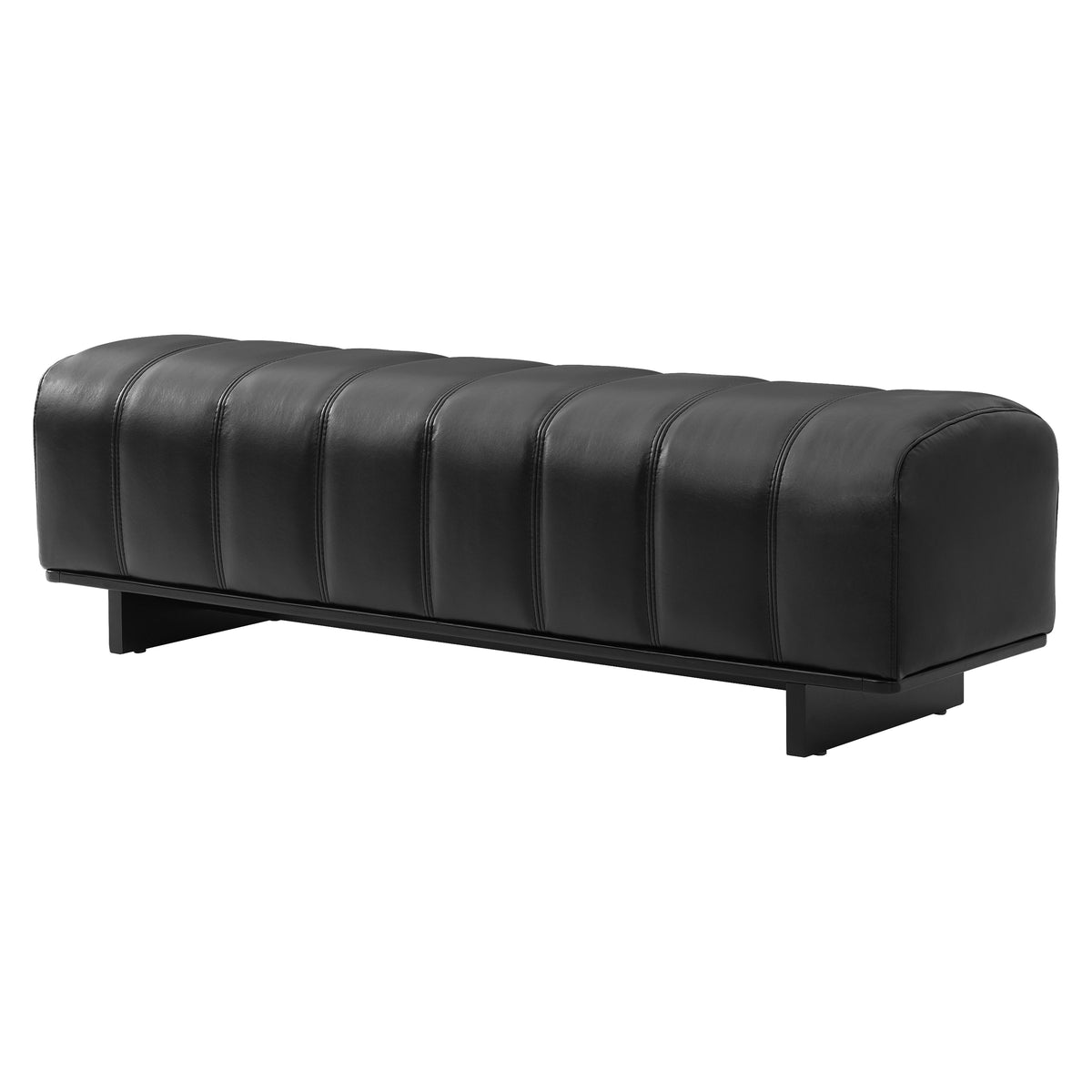 Indoor Dining Bench with Black PU Fabric Upholstery and Rubber Wood Legs, Comfortable Seating for Dining Room or Living Area - Grand Goldman Shop