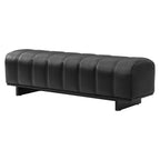 Indoor Dining Bench with Black PU Fabric Upholstery and Rubber Wood Legs, Comfortable Seating for Dining Room or Living Area - Grand Goldman Shop
