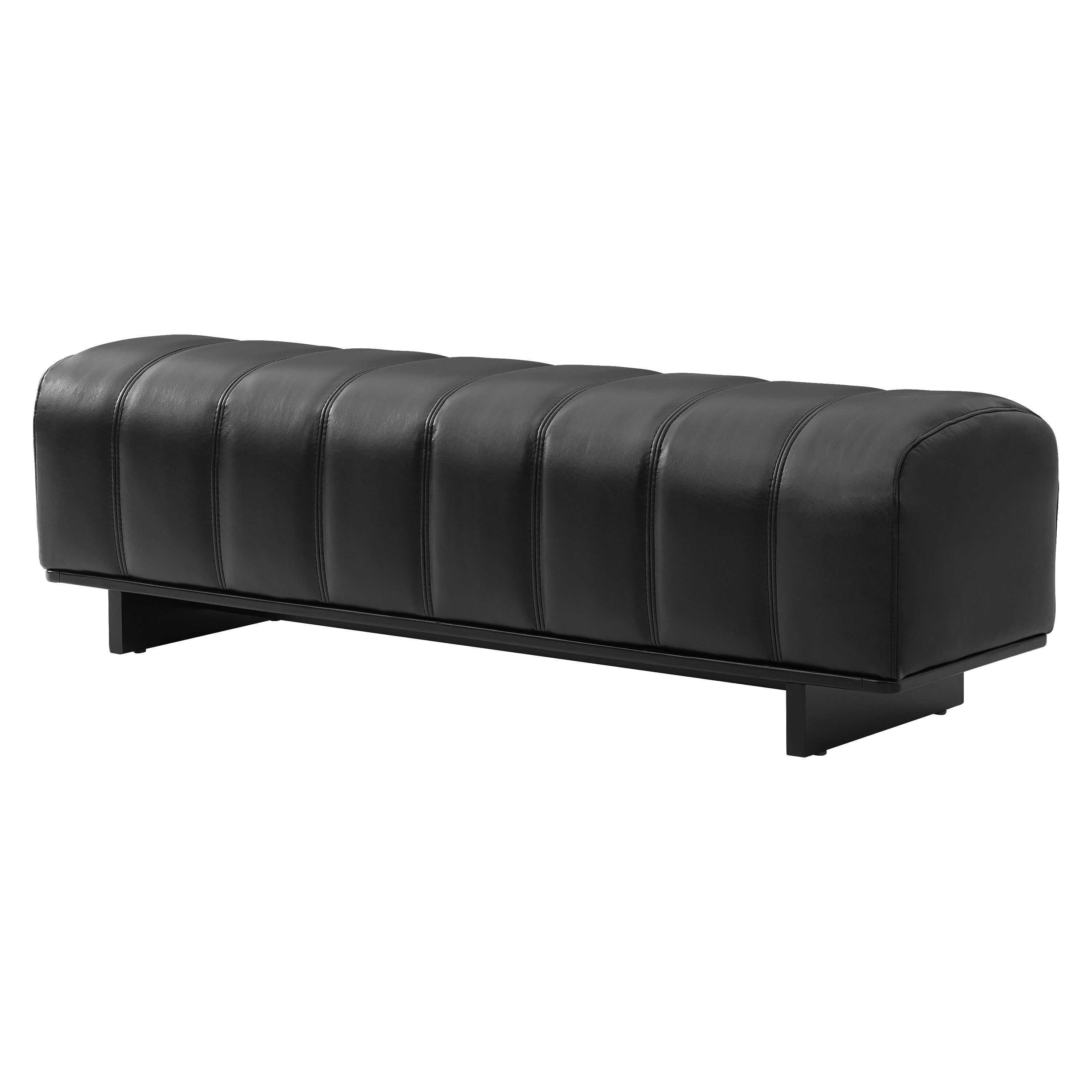 Indoor Dining Bench with Black PU Fabric Upholstery and Rubber Wood Legs, Comfortable Seating for Dining Room or Living Area - Grand Goldman Shop