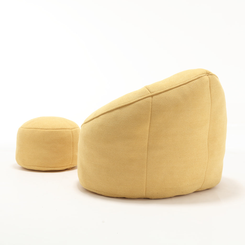 Bedding Bean Bag Sofa Chair with High-Pressure Foam and Footrest, Yellow Microfiber - Grand Goldman Shop