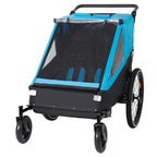 2 in 1 Kids Bike Trailer and Stroller for 1 to 2 Children, Jogging Function, Foldable Compact Storage with Universal Bike Hit