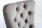 A&A Furniture,Nikki Collection Modern, High-end Tufted Solid Wood Contemporary Velvet Upholstered Dining Chair with Chrome Stainless Steel Plating Legs,Nailhead Trim,Set of 2,Gray and Chrome, SW1701GY - Grand Goldman Shop