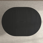 Farmhouse Kitchen Dining Table 59x43 Inch Expandable Oval Top with Removable Leaf Black MDF - Grand Goldman Shop