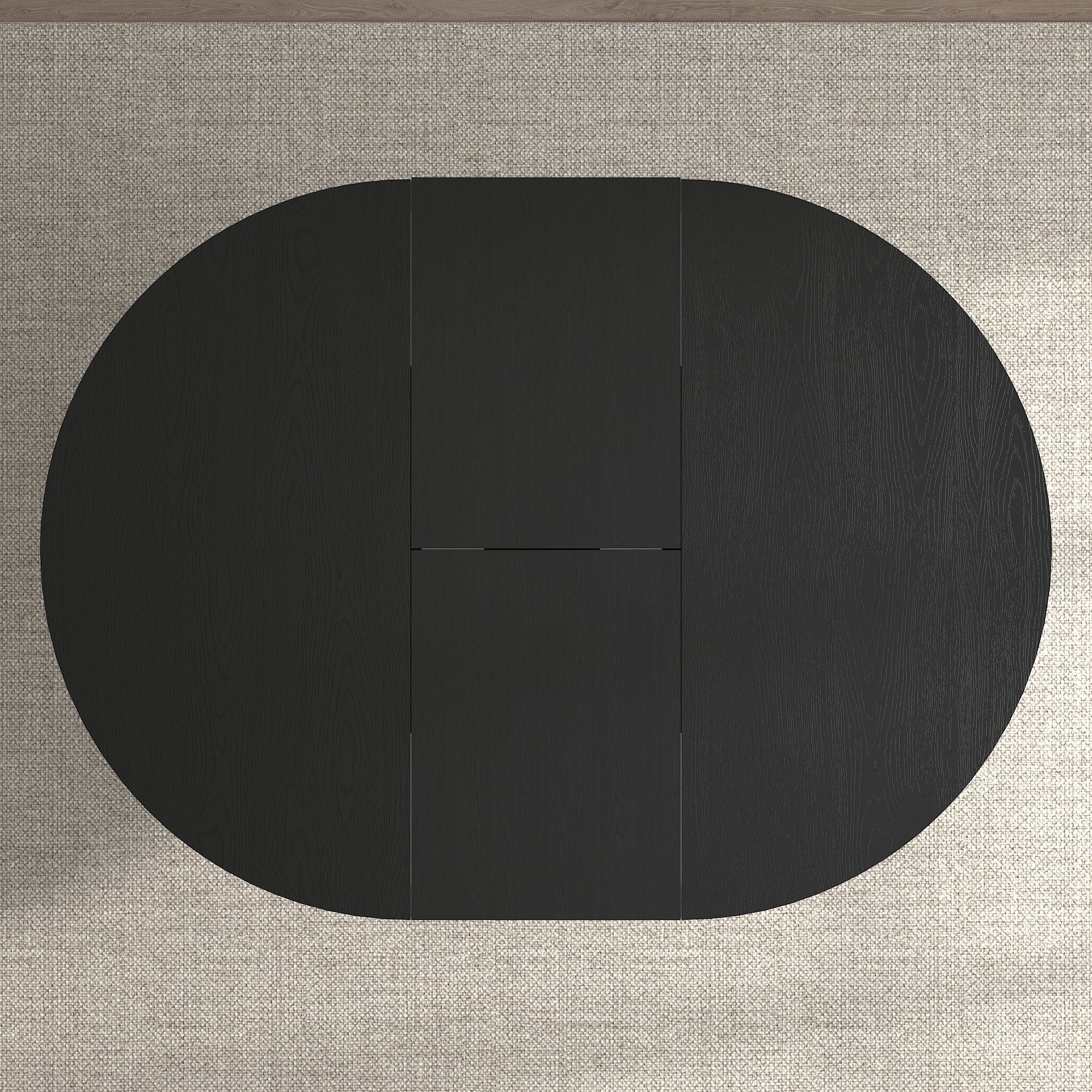 Farmhouse Kitchen Dining Table 59x43 Inch Expandable Oval Top with Removable Leaf Black MDF - Grand Goldman Shop