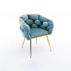 Luxury Modern Simple Leisure Velvet Single Sofa Chair Bedroom Lazy Person Household Dresser Stool Manicure Table Back Chair Blue - Grand Goldman Shop