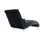 Velvet Chaise Lounge Indoor, Button-Tufted Upholstered Chair with Pillow, Black Velvet, 63.38x28.94x34.05 inches - Grand Goldman Shop