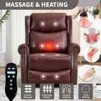 Heat Massage Manual Recliner Chair with Rocker and Swivel in Genuine leather for Living Room, Red - Grand Goldman Shop