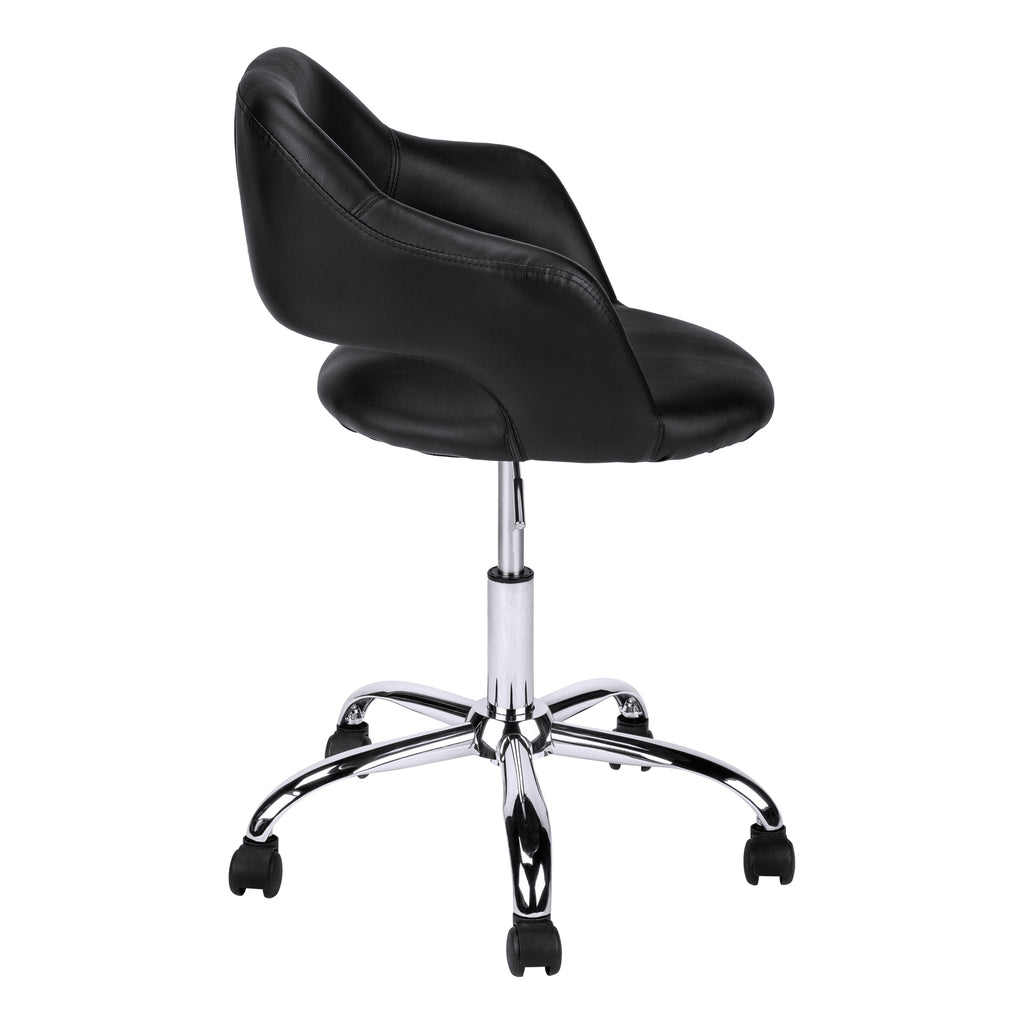 Office Chair, Adjustable Height, Swivel, Ergonomic, Armrests, Computer Desk, Work, Black Leather Look, Chrome Metal, Contempo
