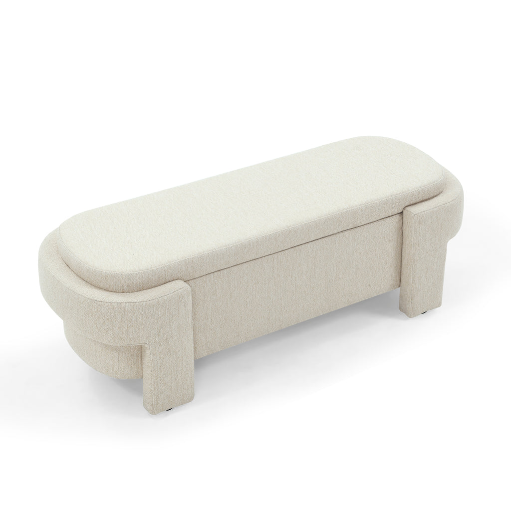Linen Fabric Upholstered Bench with Large Storage Space for the Living Room, Entryway and Bedroom,Beige,( 51.5''x20.5''x17'' ) - Grand Goldman Shop