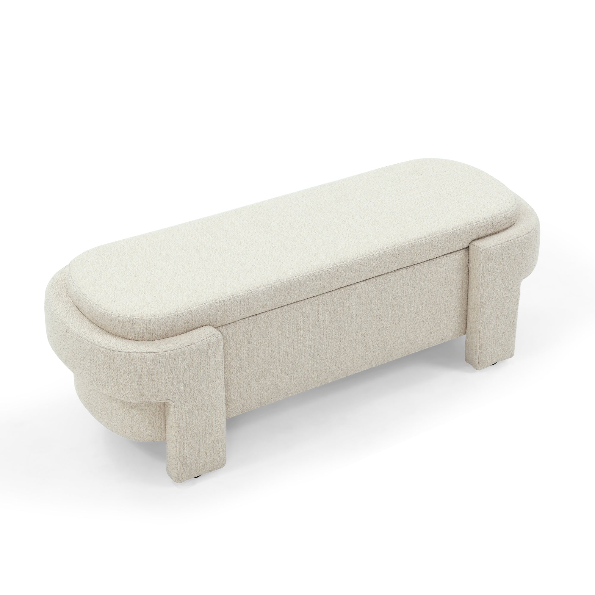Linen Fabric Upholstered Bench with Large Storage Space for the Living Room, Entryway and Bedroom,Beige,( 51.5''x20.5''x17'' ) - Grand Goldman Shop