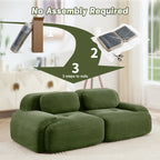82'' loveseat sofa in luxuryCorduroy Fabric modular for free combo separation curved armrests ,anti-slip design high-resilience sponge fits living rooms bedrooms Audiovisual Room,Olive green - Grand Goldman Shop