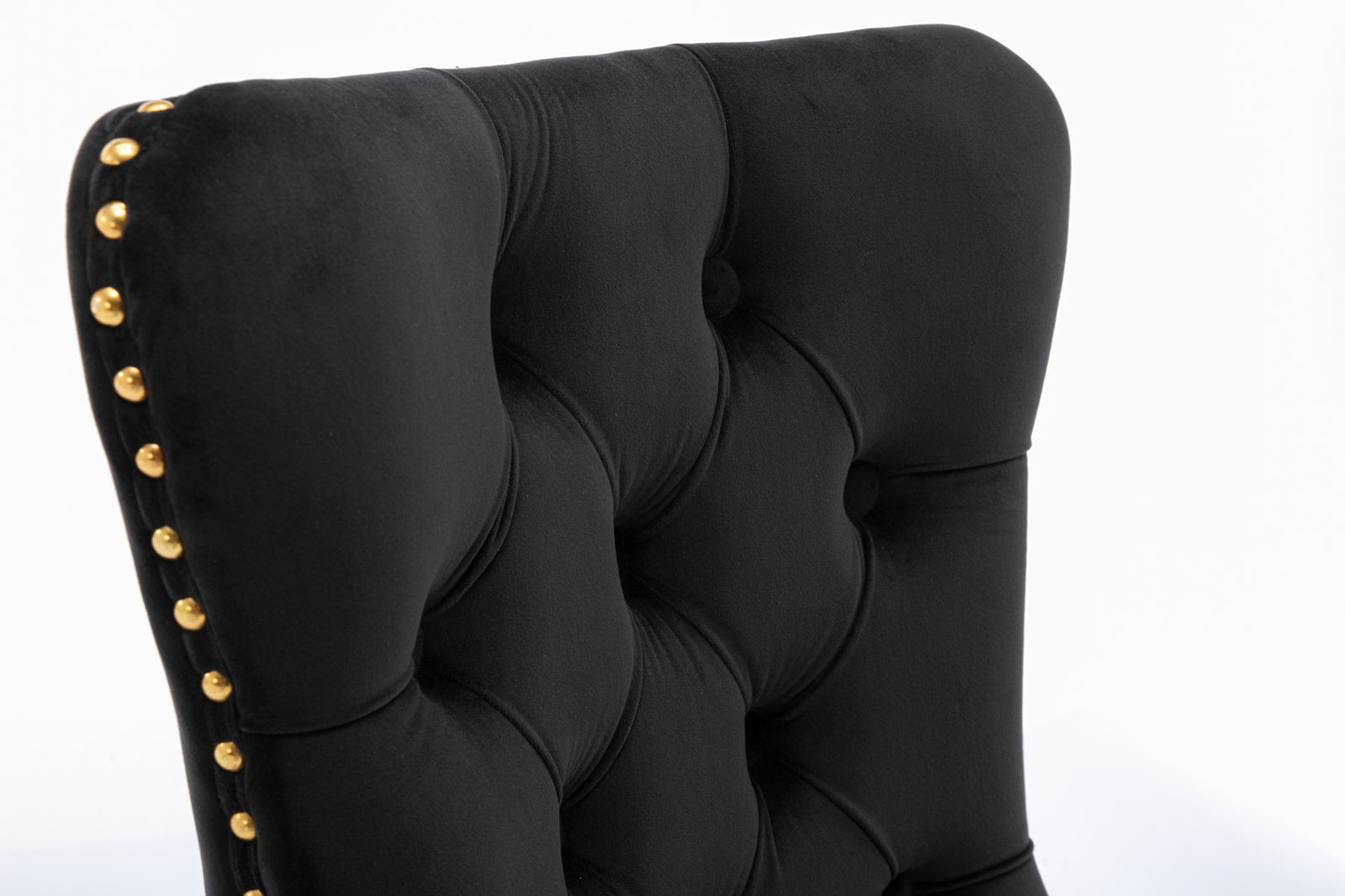 A&A Furniture,Nikki Collection Modern, High-end Tufted Solid Wood Contemporary Velvet Upholstered Dining Chair with Golden Stainless Steel Plating Legs,Nailhead Trim,Set of 2，Black and Gold, SW1601BK - Grand Goldman Shop