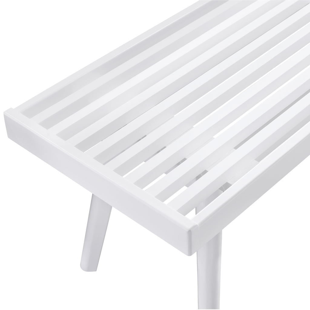 Larwich Solid Wood Slatted Bench, 41.30-Inch Long, White - Grand Goldman Shop