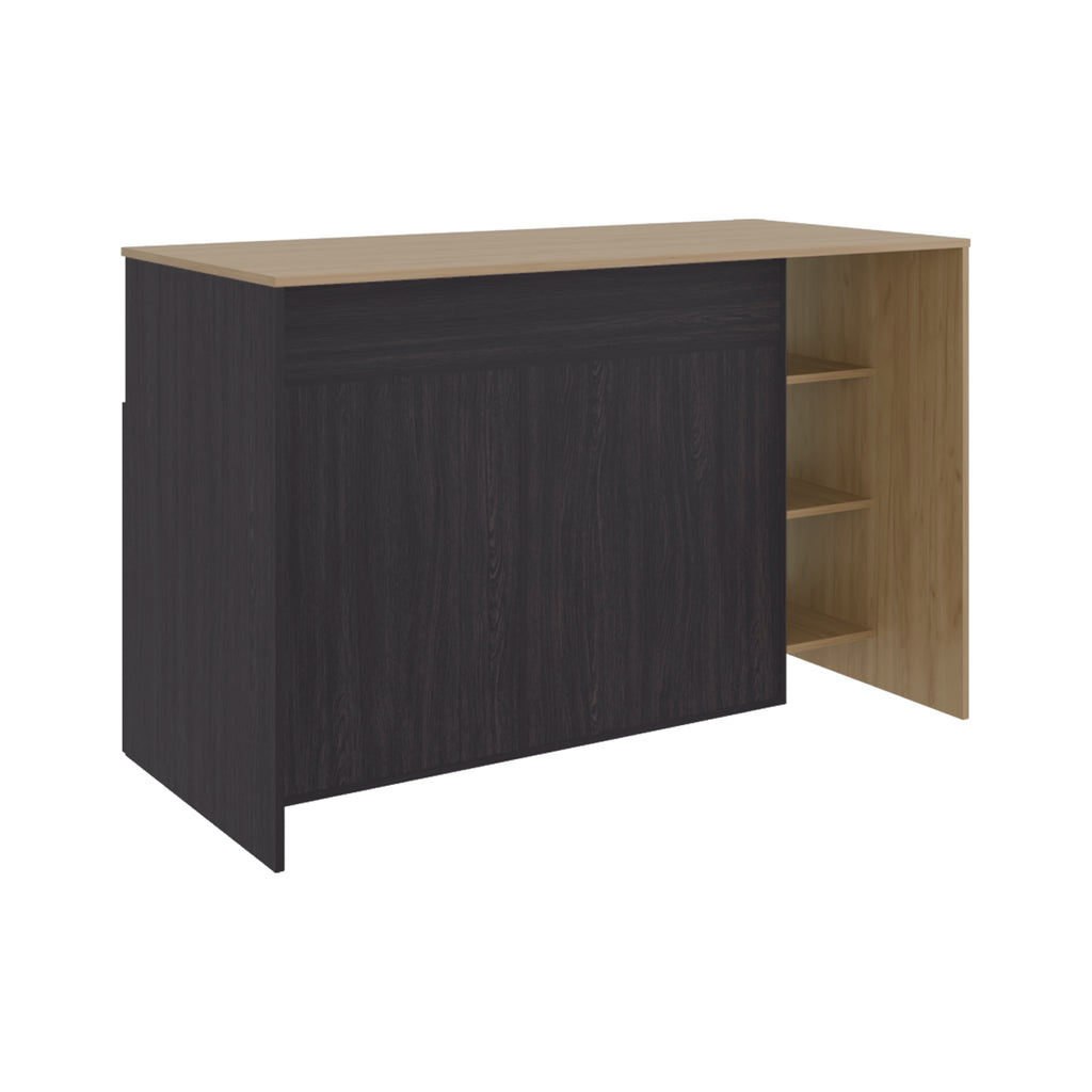 Elgin Kitchen Bar Counter with Ample Storage and Shelves, Black Wengue / Natural Oak - Grand Goldman Shop