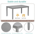 6PCs Kitchen Dining Set, Rectangular Wooden Dining Table with 4 Upholstered Chairs and a Bench, Dining Table Set for 6 People, Living Room, Home Bar and Kitchen, Gray - Grand Goldman Shop