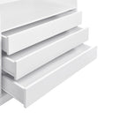 Doorless Wooden Storage Wardrobe for Dedroom with Shelves and 3 Drawers, White - Grand Goldman Shop
