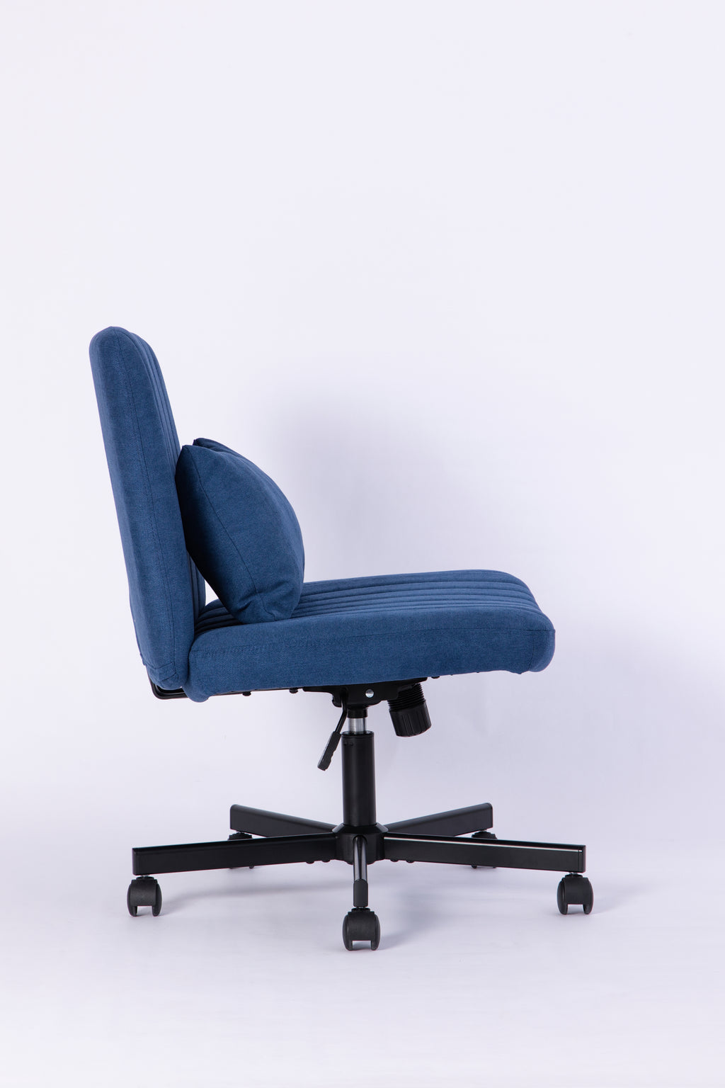 Modern Linen Blue Criss Cross Office Chair with Adjustable Height, Ergonomic Design, and Breathable Fabric in Blue Linen Mate