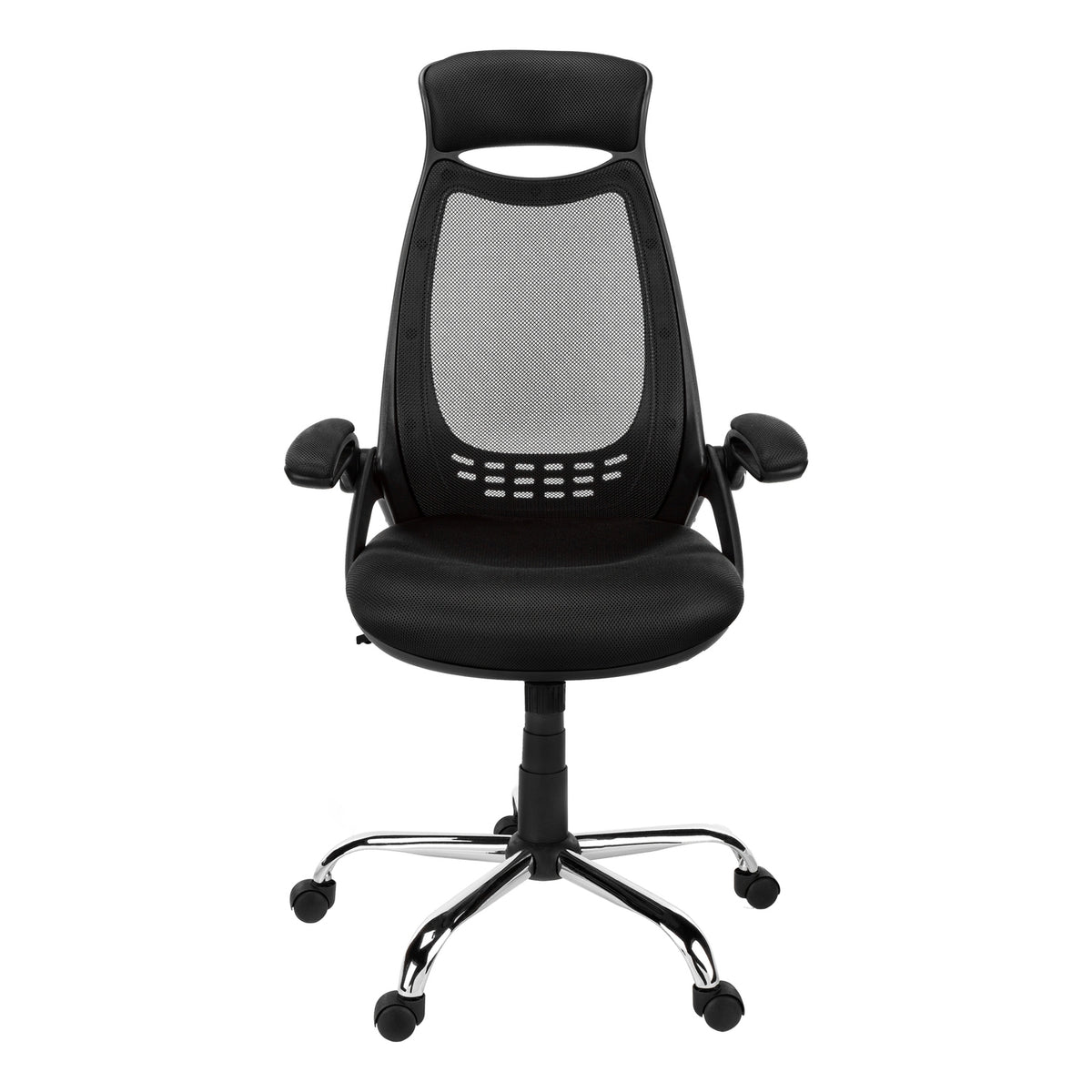Contemporary Office Chair, Adjustable Height, Swivel, Ergonomic with Armrests, Black Mesh, Chrome Metal, Modern Design for Wo