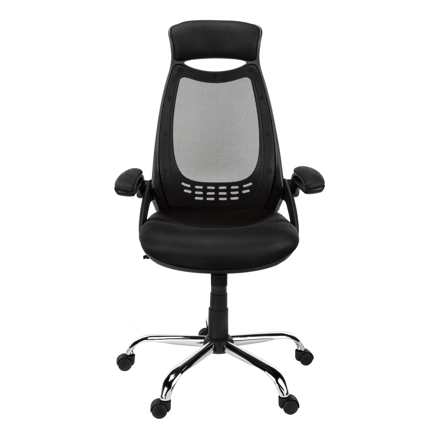 Contemporary Office Chair, Adjustable Height, Swivel, Ergonomic with Armrests, Black Mesh, Chrome Metal, Modern Design for Wo