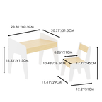 Kids Table Set with One Chair, Wooden Children Study Table, 2-8  Age Kids Funiture , White+Natural - Grand Goldman