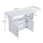 Multi-Functional Folding Table with Storage Shelves and Wheels, 47 Inch White MDF Compact Desk for Kitchen, Dorm, or Office - Grand Goldman Shop