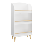 Kids Bookshelf 3-Tier White Book Organizer with Toy Storage, MDF and Pine Wood Legs - Grand Goldman