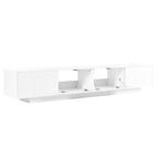 ON-TREND TV Stand with Fluted tempered Glass Doors for TVs Up to 95'', Functional Media Console with Arched Cabinet Doors, Entertainment Center with APP-Controlled LED Light for Living Room, White - Grand Goldman Shop