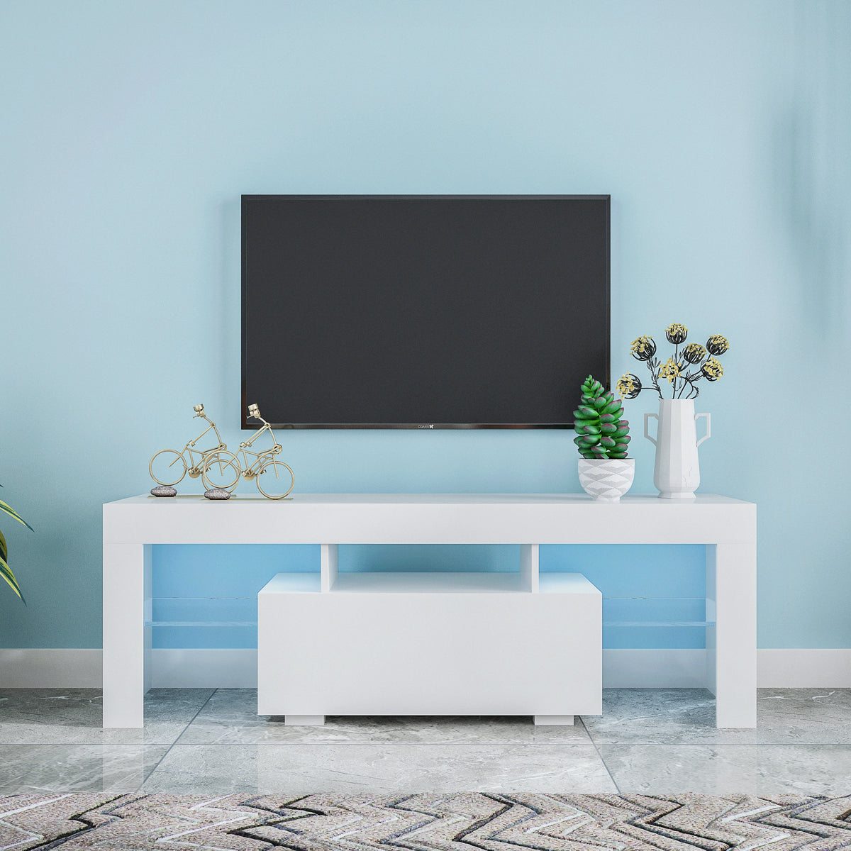 Entertainment TV Stand, Large TV Stand TV Base Stand with LED Light TV Cabinet. - Grand Goldman Shop