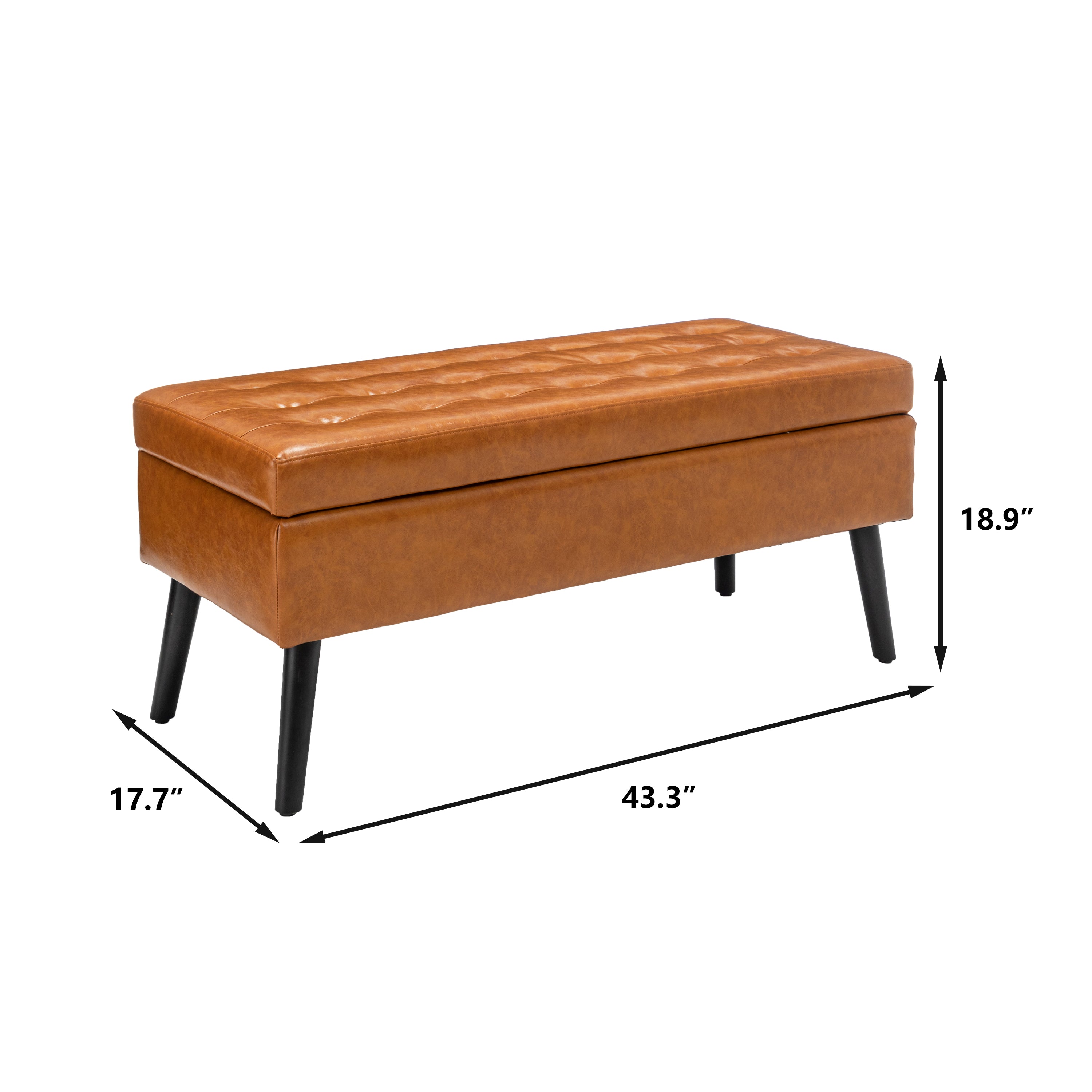 Storage Bench with Storage Bench for Bedroom End of Bed Bench Foot of Bed Bench Entryway Bench Storage Ottoman Bench 43.3' W x 17.7' Brown Leather Bench - Grand Goldman Shop